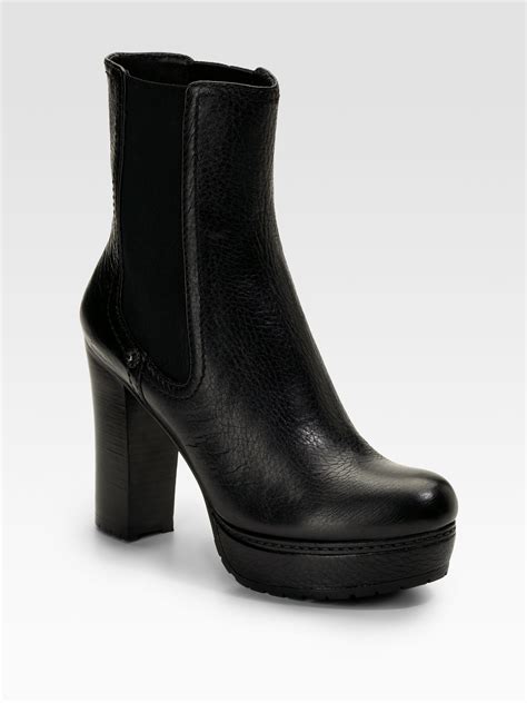 prada lug sole leather ankle boots|Black Leather booties .